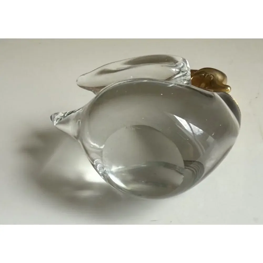 Art Glass Swan with Gold Colored Head Neck and Controlled Bubbles in Body 3x3